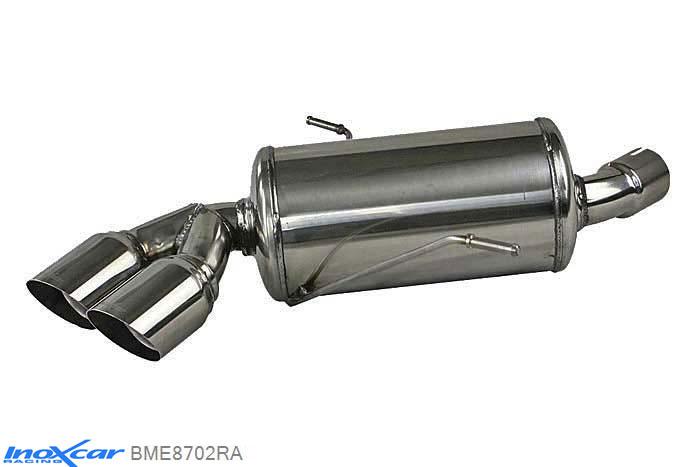 IX BME8702RA, BMW 1 serie (E81/E82/E87/E88) 116i - 118i 2004-, Inoxcar Rear silencer 2X80mm RACING Stainless steel, With E.E.C. homologation