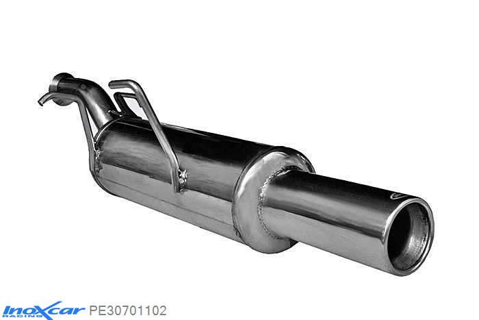 IX PE30701102, Peugeot 307 1.4 (75PK) 2001-, Inoxcar Rear silencer 1X102mm Stainless steel, With E.E.C. homologation