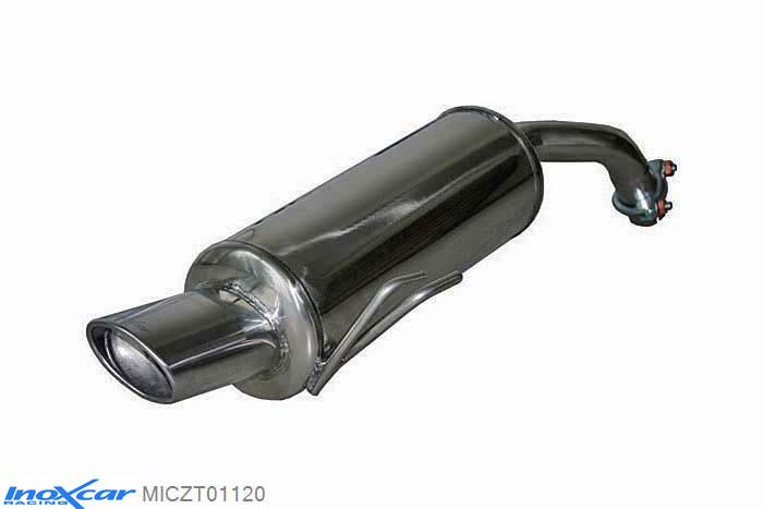 IX MICZT01120, Mitsubishi Colt (Z3B) CZT 1.5 TURBO (150PK) 2005-, Inoxcar Rear silencer 1X120X80mm Stainless steel, Without E.E.C. homologation
