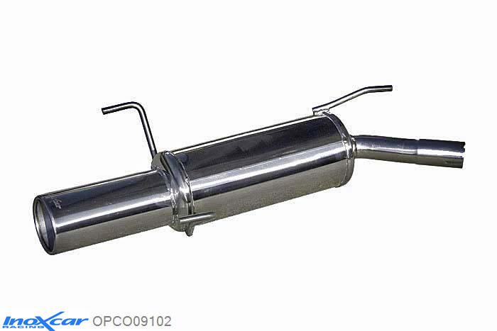 IX OPCO09102, Opel Corsa C 1.0 12V (60PK) 2000-, Inoxcar Rear silencer 1X102mm Stainless steel, With E.E.C. homologation