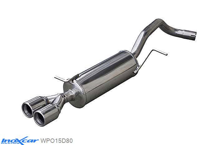 IX WPO15D80, VW Polo VI (6R) 1.4 16V GTI (180PK) 2010-  Diameter 55mm, Inoxcar Rear silencer 2X80mm Stainless steel, With E.E.C. homologation