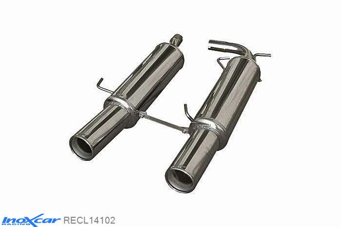 IX RECL14102, Renault Clio II (B) RS 2.0 fase3 (182PK) 2004-2005, Inoxcar Rear silencer CEN 2X102mm Stainless steel, With E.E.C. homologation