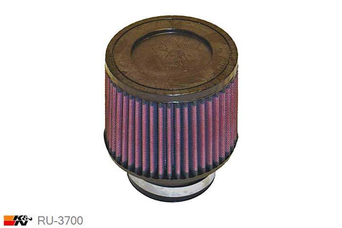 76mm aansluitdiameter, RU-3700, K&N Luchtfilter Universeel, Conisch, Lengte filter 102mm, Buitendiameter onder 127mm, Buitendiameter kap 117mm, Rubber kap, Lengte flens 44mm, 0 mm