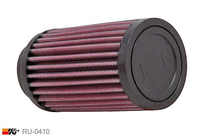 48mm aansluitdiameter, RU-0410, K&N Luchtfilter Universeel, Cilindrisch, Lengte filter 127mm, Buitendiameter onder 76mm, Buitendiameter kap 76mm, Rubber kap, Lengte flens 16mm, 0 mm