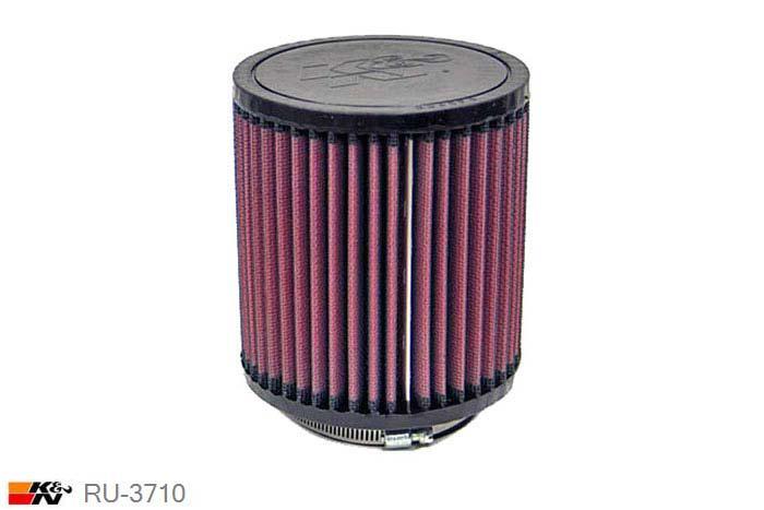 73mm aansluitdiameter, RU-3710, K&N Luchtfilter Universeel, Cilindrisch, Lengte filter 127mm, Buitendiameter onder 114mm, Buitendiameter kap 114mm, Rubber kap, Lengte flens 16mm, 0 mm
