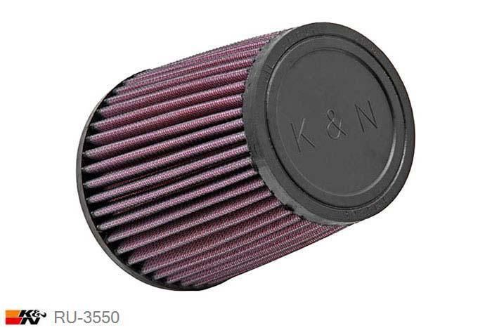 89mm aansluitdiameter, RU-3550, K&N Luchtfilter Universeel, Conisch, Lengte filter 140mm, Buitendiameter onder 117mm, Buitendiameter kap 89mm, Rubber kap, Lengte flens 16mm, 0 mm