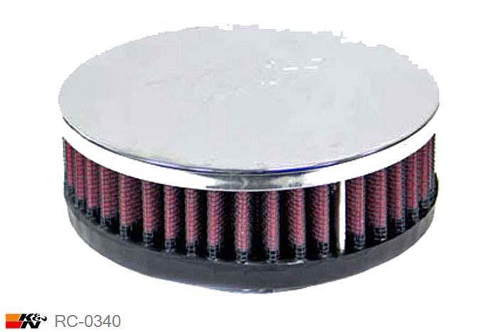 44mm aansluitdiameter, RC-0340, K&N Luchtfilter Universeel, Cilindrisch, Lengte filter 38mm, Buitendiameter onder 114mm, Buitendiameter kap 114mm, Chroom kap, Lengte flens 16mm, 0 mm