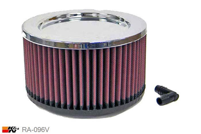 78mm aansluitdiameter, RA-096V, K&N Luchtfilter Universeel, Cilindrisch, Lengte filter 102mm, Buitendiameter onder 178mm, Buitendiameter kap 178mm, Chroom kap, Lengte flens 16mm, 0 mm