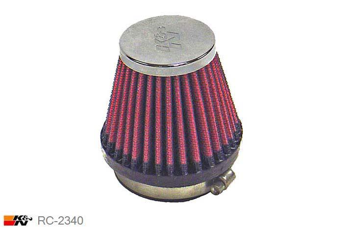 54mm aansluitdiameter, RC-2340, K&N Luchtfilter Universeel, Conisch, Lengte filter 70mm, Buitendiameter onder 76mm, Buitendiameter kap 51mm, Chroom kap, Lengte flens 16mm, 0 mm