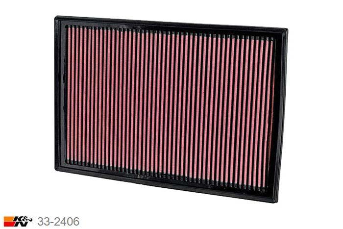 33-2406 K&N Luchtfilter Lengte 352 mm, Breedte 238 mm, BMW X5 3.0, 272PK, 2007-2009
