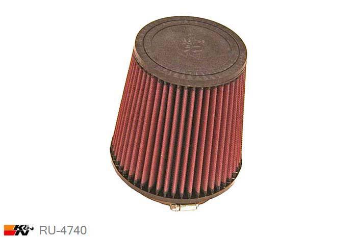 114mm aansluitdiameter, RU-4740, K&N Luchtfilter Universeel, Conisch, Lengte filter 152mm, Buitendiameter onder 149mm, Buitendiameter kap 114mm, Rubber kap, Lengte flens 16mm, 0 mm