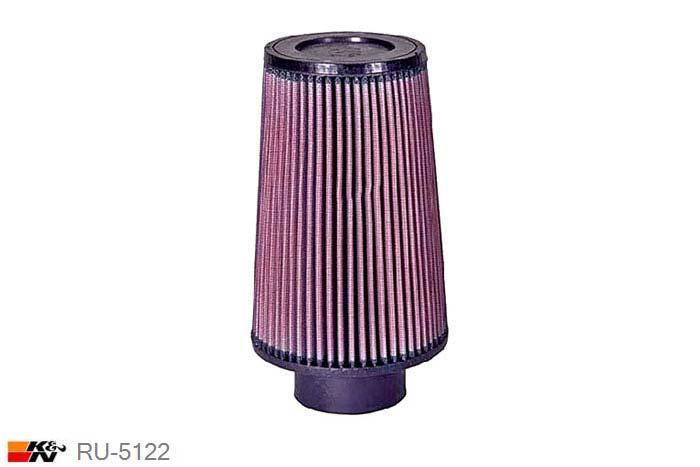 83mm aansluitdiameter, RU-5122, K&N Luchtfilter Universeel, Conisch, Lengte filter 203mm, Buitendiameter onder 140mm, Buitendiameter kap 119mm, Rubber kap, Lengte flens 41mm, 0 mm