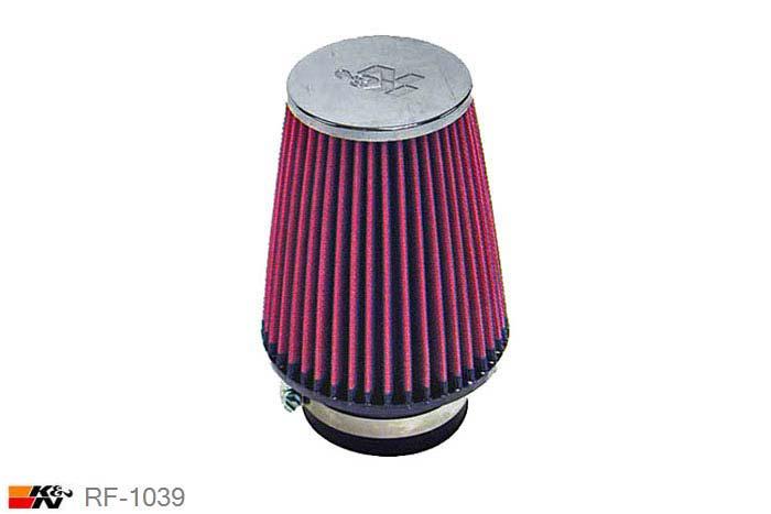 76mm aansluitdiameter, RF-1039, K&N Luchtfilter Universeel, Conisch, Lengte filter 152mm, Buitendiameter onder 127mm, Buitendiameter kap 89mm, Chroom kap, Lengte flens 44mm, 0 mm