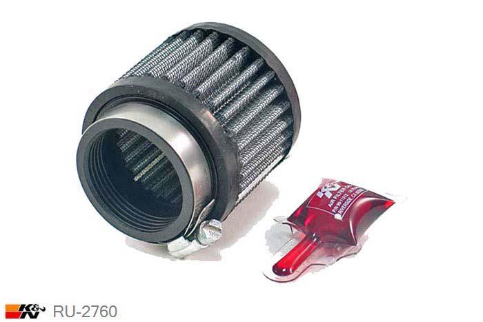 49mm aansluitdiameter, RU-2760, K&N Luchtfilter Universeel, Cilindrisch, Lengte filter 64mm, Buitendiameter onder 76mm, Buitendiameter kap 76mm, Rubber kap, Lengte flens 16mm, 0 mm