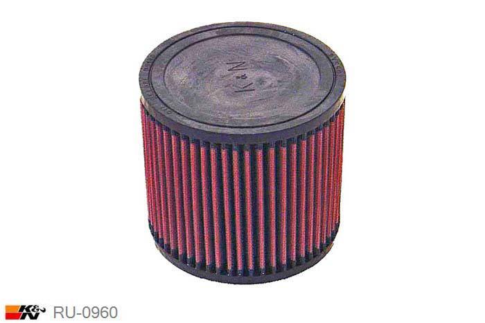 70mm aansluitdiameter, RU-0960, K&N Luchtfilter Universeel, Cilindrisch, Lengte filter 127mm, Buitendiameter onder 140mm, Buitendiameter kap 140mm, Rubber kap, Lengte flens 16mm, 11 mm