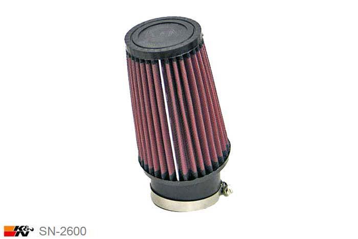70mm aansluitdiameter, SN-2600, K&N Luchtfilter Universeel, Conisch, Lengte filter 152mm, Buitendiameter onder 102mm, Buitendiameter kap 76mm, Rubber kap, Lengte flens 25mm, 10 graden hoek, 0 mm