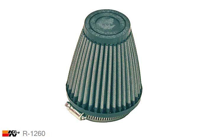 57mm aansluitdiameter, R-1260, K&N Luchtfilter Universeel, Conisch, Lengte filter 102mm, Buitendiameter onder 89mm, Buitendiameter kap 51mm, Rubber kap, Lengte flens 16mm, 0 mm