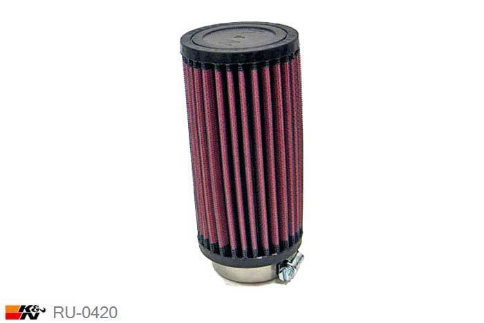 48mm aansluitdiameter, RU-0420, K&N Luchtfilter Universeel, Cilindrisch, Lengte filter 152mm, Buitendiameter onder 76mm, Buitendiameter kap 76mm, Rubber kap, Lengte flens 16mm, 0 mm