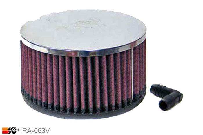 65mm aansluitdiameter, RA-063V, K&N Luchtfilter Universeel, Cilindrisch, Lengte filter 76mm, Buitendiameter onder 140mm, Buitendiameter kap 140mm, Chroom kap, Lengte flens 19mm, 0 mm