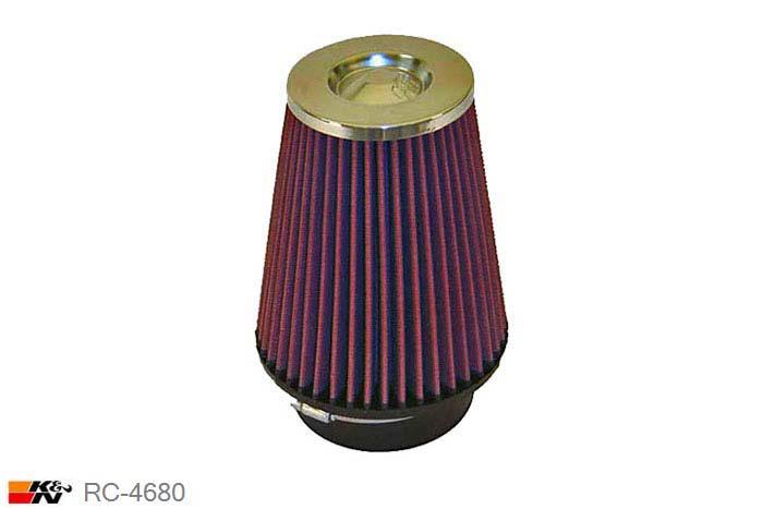 102mm aansluitdiameter, RC-4680, K&N Luchtfilter Universeel, Conisch, Lengte filter 178mm, Buitendiameter onder 152mm, Buitendiameter kap 102mm, Chroom kap, Lengte flens 44mm, 0 mm