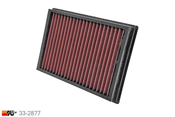 33-2877 K&N Luchtfilter Lengte 281 mm, Breedte 190 mm, Volvo C30 2.0 benzine, 2006-7/2007