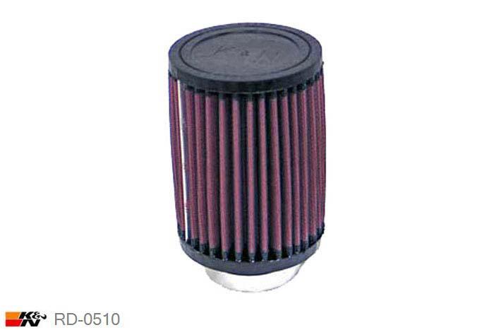 54mm aansluitdiameter, RD-0510, K&N Luchtfilter Universeel, Cilindrisch, Lengte filter 127mm, Buitendiameter onder 89mm, Buitendiameter kap 89mm, Rubber kap, Lengte flens 22mm, 0 mm