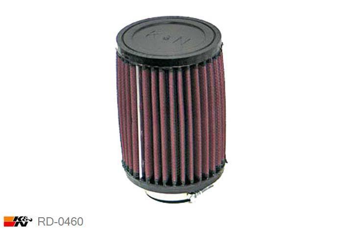 48mm aansluitdiameter, RD-0460, K&N Luchtfilter Universeel, Cilindrisch, Lengte filter 127mm, Buitendiameter onder 89mm, Buitendiameter kap 89mm, Rubber kap, Lengte flens 16mm, 0 mm