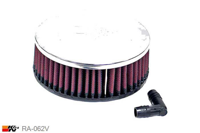 65mm aansluitdiameter, RA-062V, K&N Luchtfilter Universeel, Cilindrisch, Lengte filter 51mm, Buitendiameter onder 140mm, Buitendiameter kap 140mm, Chroom kap, Lengte flens 19mm, 0 mm