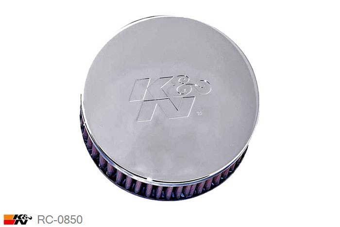 62mm aansluitdiameter, RC-0850, K&N Luchtfilter Universeel, Cilindrisch, Lengte filter 51mm, Buitendiameter onder 127mm, Buitendiameter kap 127mm, Chroom kap, Lengte flens 16mm, 0 mm