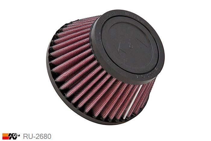 44mm aansluitdiameter, RU-2680, K&N Luchtfilter Universeel, Conisch, Lengte filter 64mm, Buitendiameter onder 114mm, Buitendiameter kap 76mm, Rubber kap, Lengte flens 16mm, 0 mm