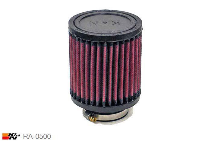 52mm aansluitdiameter, RA-0500, K&N Luchtfilter Universeel, Cilindrisch, Lengte filter 102mm, Buitendiameter onder 89mm, Buitendiameter kap 89mm, Rubber kap, Lengte flens 22mm, 0 mm