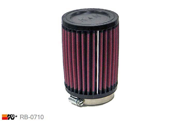 64mm aansluitdiameter, RB-0710, K&N Luchtfilter Universeel, Cilindrisch, Lengte filter 127mm, Buitendiameter onder 89mm, Buitendiameter kap 89mm, Rubber kap, Lengte flens 25mm, 5 graden hoek, 0 mm