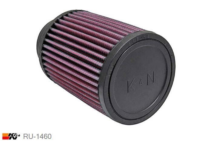 70mm aansluitdiameter, RU-1460, K&N Luchtfilter Universeel, Cilindrisch, Lengte filter 127mm, Buitendiameter onder 102mm, Buitendiameter kap 102mm, Rubber kap, Lengte flens 25mm, 10 graden hoek, 0 mm