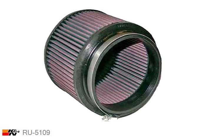 127mm aansluitdiameter, RU-5109, K&N Luchtfilter Universeel, Conisch, Lengte filter 127mm, Buitendiameter onder 165mm, Buitendiameter kap 171mm, Rubber kap, Lengte flens 25mm, 0 mm