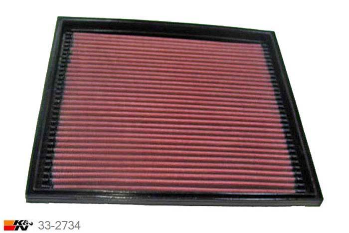 33-2734 K&N Luchtfilter Lengte 260 mm, Breedte 244 mm, Opel Omega B 3.0 24V, 210/224PK, 1994-2003