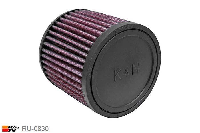 62mm aansluitdiameter, RU-0830, K&N Luchtfilter Universeel, Cilindrisch, Lengte filter 102mm, Buitendiameter onder 114mm, Buitendiameter kap 114mm, Rubber kap, Lengte flens 16mm, 0 mm