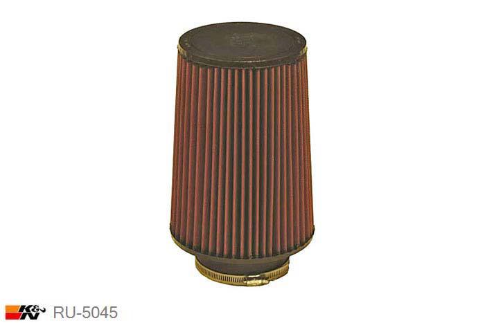 102mm aansluitdiameter, RU-5045, K&N Luchtfilter Universeel, Conisch, Lengte filter 241mm, Buitendiameter onder 171mm, Buitendiameter kap 149mm, Rubber kap, Lengte flens 44mm, 0 mm