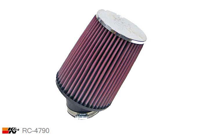 70mm aansluitdiameter, RC-4790, K&N Luchtfilter Universeel, Conisch, Lengte filter 178mm, Buitendiameter onder 140mm, Buitendiameter kap 114mm, Chroom kap, Lengte flens 64mm, 30 graden hoek, 0 mm