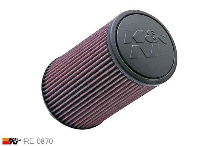 102mm aansluitdiameter, RE-0870, K&N Luchtfilter Universeel, Conisch, Lengte filter 229mm, Buitendiameter onder 152mm, Buitendiameter kap 117mm, Rubber kap, Lengte flens 44mm, 0 mm
