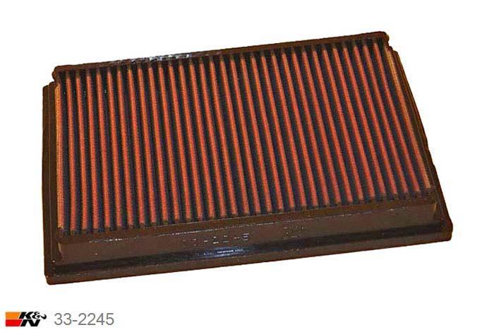 33-2245 K&N Luchtfilter Lengte 238 mm, Breedte 165 mm, Peugeot 307 1.4 8V 8V, 75PK, 2000-2007