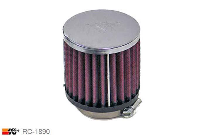 52mm aansluitdiameter, RC-1890, K&N Luchtfilter Universeel, Cilindrisch, Lengte filter 76mm, Buitendiameter onder 76mm, Buitendiameter kap 76mm, Chroom kap, Lengte flens 16mm, 0 mm