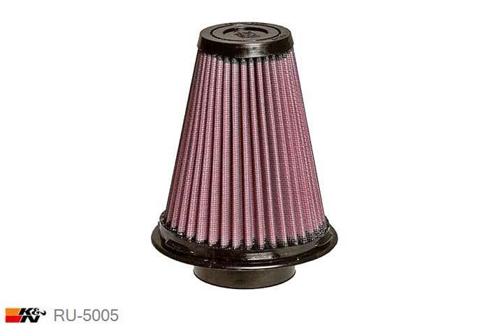 64mm aansluitdiameter, RU-5005, K&N Luchtfilter Universeel, Conisch, Lengte filter 146mm, Buitendiameter onder 133mm, Buitendiameter kap 64mm, Rubber kap, Lengte flens 38mm, 0 mm