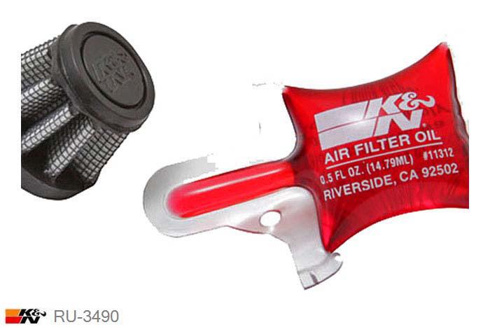 8mm aansluitdiameter, RU-3490, K&N Luchtfilter Universeel, Conisch, Lengte filter 25mm, Buitendiameter onder 35mm, Buitendiameter kap 25mm, Rubber kap, Lengte flens 16mm, 0 mm