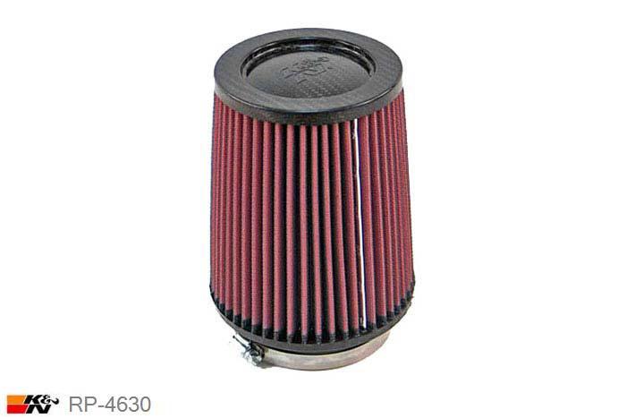 89mm aansluitdiameter, RP-4630, K&N Luchtfilter Universeel, Conisch, Lengte filter 165mm, Buitendiameter onder 140mm, Buitendiameter kap 114mm, Carbon-fiber kap, Lengte flens 32mm, 0 mm