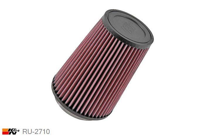 84mm aansluitdiameter, RU-2710, K&N Luchtfilter Universeel, Conisch, Lengte filter 165mm, Buitendiameter onder 121mm, Buitendiameter kap 89mm, Rubber kap, Lengte flens 16mm, 0 mm