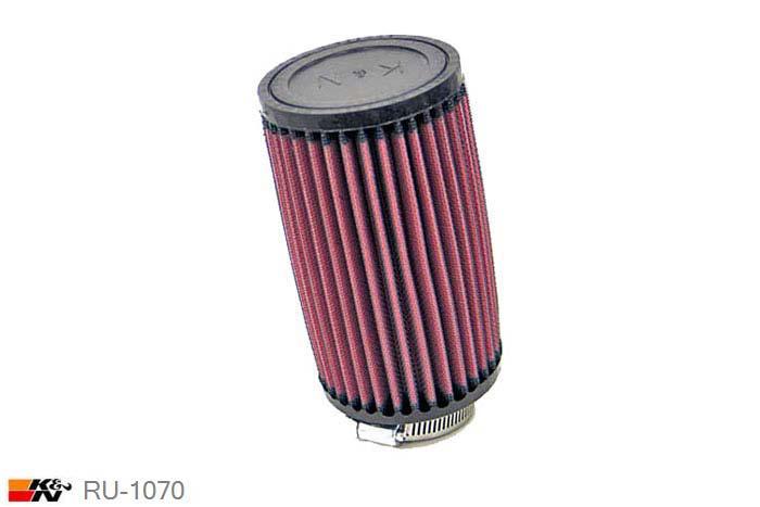 52mm aansluitdiameter, RU-1070, K&N Luchtfilter Universeel, Cilindrisch, Lengte filter 152mm, Buitendiameter onder 89mm, Buitendiameter kap 89mm, Rubber kap, Lengte flens 19mm, 10 graden hoek, 0 mm