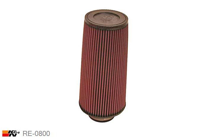 76mm aansluitdiameter, RE-0800, K&N Luchtfilter Universeel, Conisch, Lengte filter 305mm, Buitendiameter onder 152mm, Buitendiameter kap 117mm, Rubber kap, Lengte flens 44mm, 0 mm