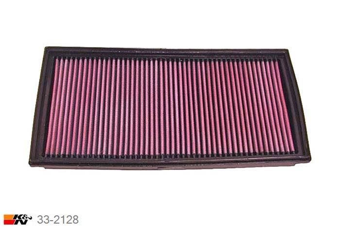 33-2128 K&N Luchtfilter Lengte 356 mm, Breedte 183 mm, Audi A3 1.8, 125/150/180/210/225PK, 1996-2003