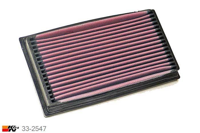 33-2547 K&N Luchtfilter Lengte 233 mm, Breedte 130 mm, Opel Corsa A 1.4 ook SRi kat., 82PK, 1982-1993