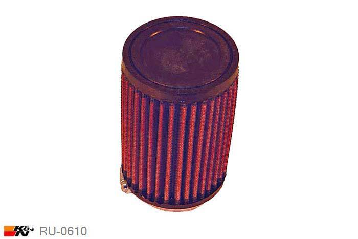 57mm aansluitdiameter, RU-0610, K&N Luchtfilter Universeel, Cilindrisch, Lengte filter 127mm, Buitendiameter onder 89mm, Buitendiameter kap 89mm, Rubber kap, Lengte flens 16mm, 0 mm